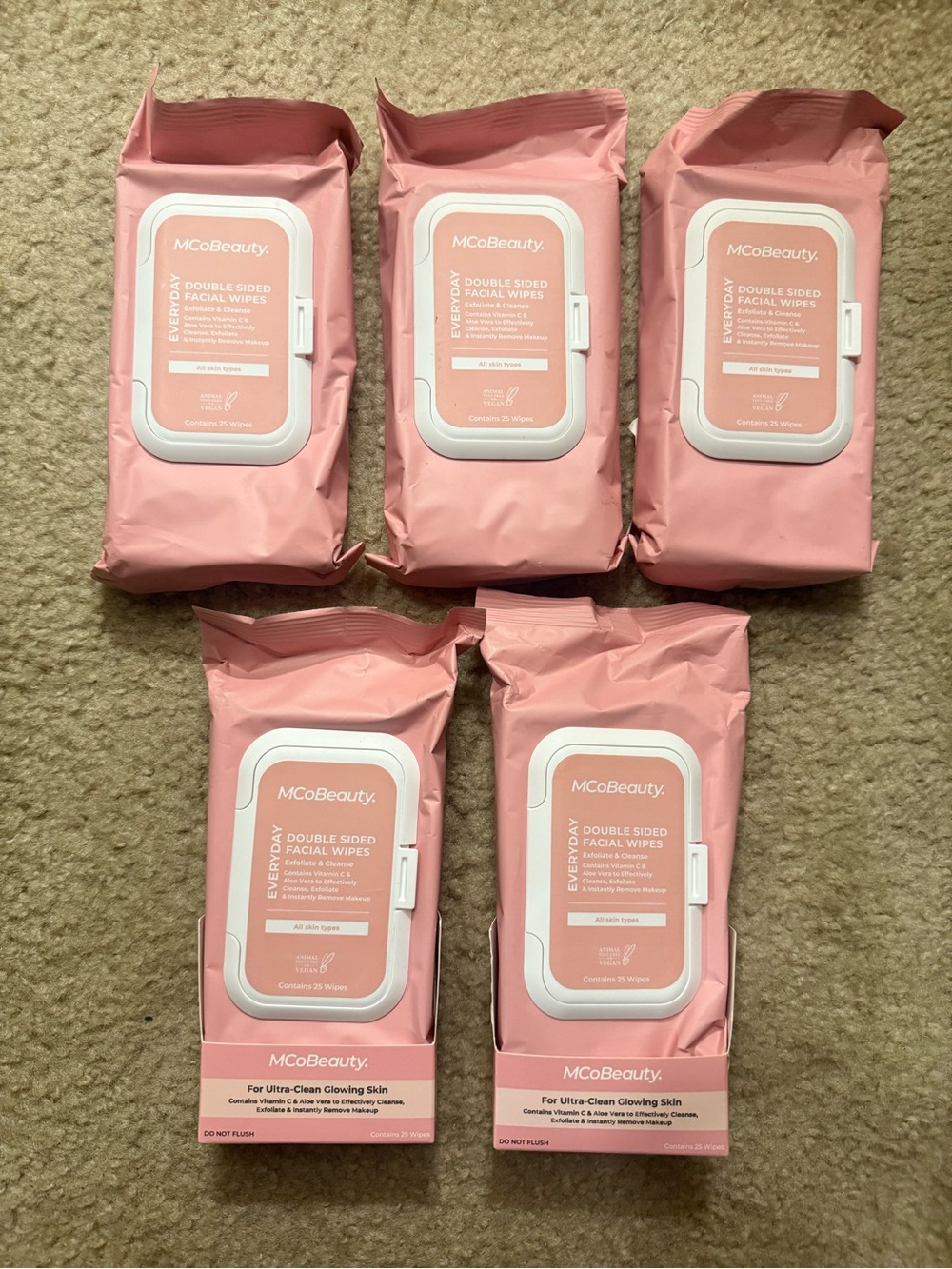 MCoBeauty Everday Double Sided Facial Wipes (Bundle of 5)